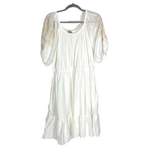 Knox Rose Womens XL White Tiered Off Shoulder Embroidery Knee Length Dress